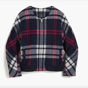 J.CREW Plaid Wool Bomber Jacket Women's XL